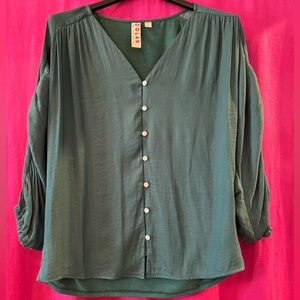 Dolan by Anthropologie Teal Button-Up Blouse Size XS